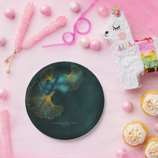 ムーンライトロ結婚マンスの2エメラルドグリーンID881 ペーパープレート (パーティー)