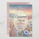 ムーンライトワイルドフラワーウィスパーズ婚約シャワー 招待状 (正面/裏面)