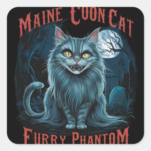 ムーンライト墓地ウィスパーズ：ファーリー幽霊デザイン スクエアシール (正面)