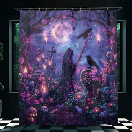 ムーンライト墓地シーン シャワーカーテン