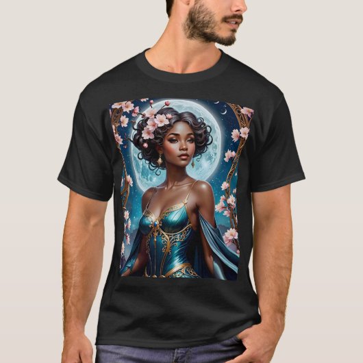 ムーンライト女神イン開花ファンタジーティー Tシャツ (正面)