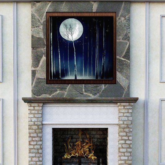 ムーンライト樺の木ツリー 箔ポスター