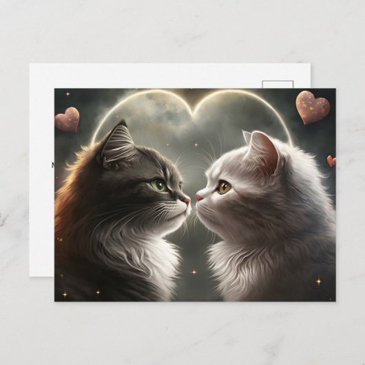 ムーンライト猫のバレンタインデー シーズンポストカード (正面/裏面)