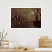 ムーンライト通りシーン, 1882 (キャンバス上の油) ポスター (キッチン)