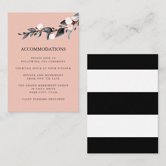 ムーンライト開花 |の結婚ホテル宿泊施設ピンク エンクロージャーカード (正面/裏面)