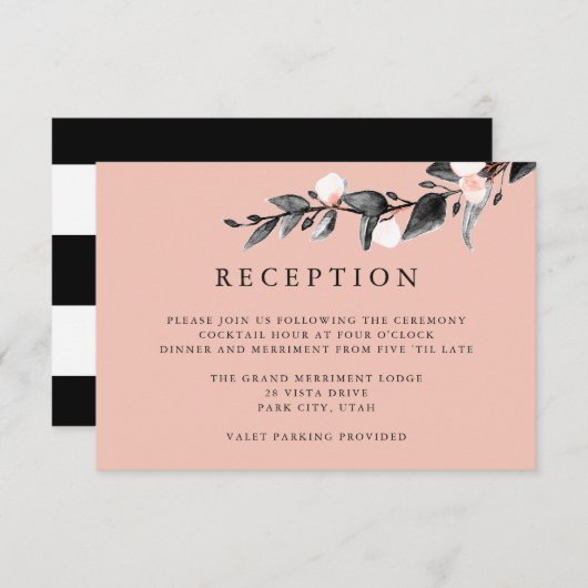 ムーンライト開花 |ウェディングレセプションエンクロージャピンク 招待状 (正面/裏面)