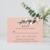 ムーンライト開花 |ウェディングRSVPの食事の選択ピンク 出欠カード (スタンド正面)