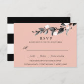 ムーンライト開花 |ウェディングRSVPの食事の選択ピンク 出欠カード (正面/裏面)