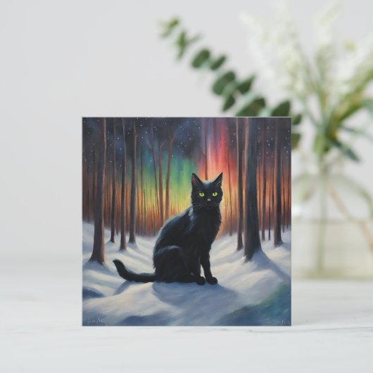 ムーンライト魔法:雪の森の中の黒猫 シーズンカード (スタンド正面)