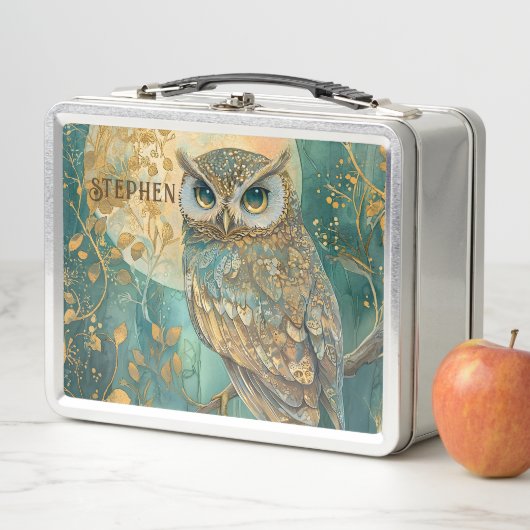 ムーンライパーソナライズされたトフクロウエメラルドフォレストファンタジー メタルランチボックス (インサイチュ)