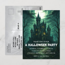ムーンライ幽霊のよく出るト城ハローウィンパーティ招待状 ポストカード
