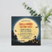 ムーンライ淡い色のン不気味ナイトスカイハローウィンパーティ 招待状 (スタンド正面)