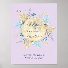 ムーンラベお洒落ンダーパープルベビーシャワーへようこそ ポスター