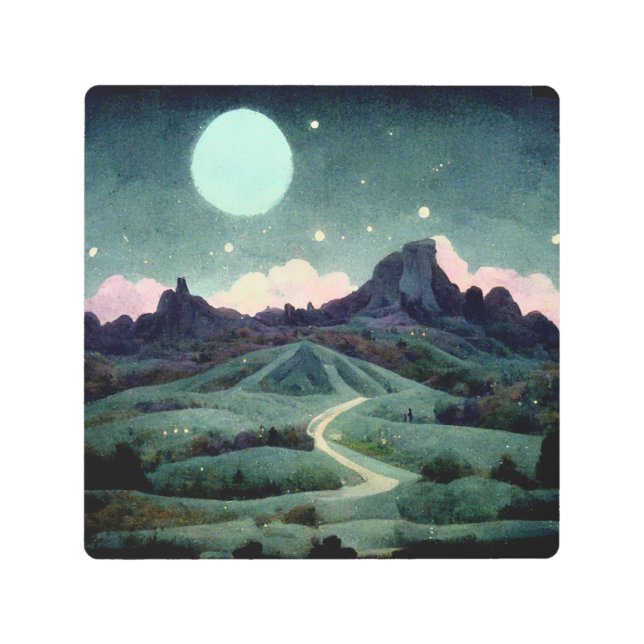 ムーンランドスケープファンタジー メタルプリント (正面)