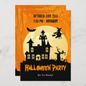 ムーンラ幽霊のよく出るイトハウスイン墓地-ハロウィーン 招待状 (正面/裏面)