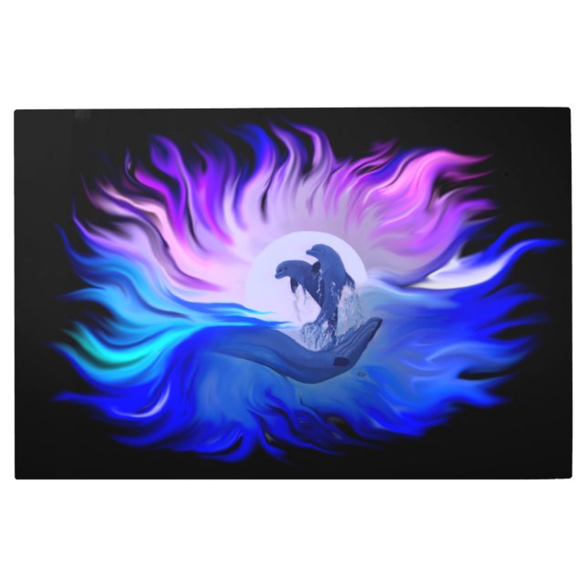 ムーンリのイルカ メタルプリント (正面)