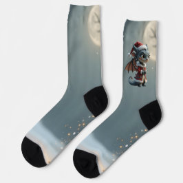 ムーンリットクッキーバンディット - グレークリスマスドラゴン ソックス
