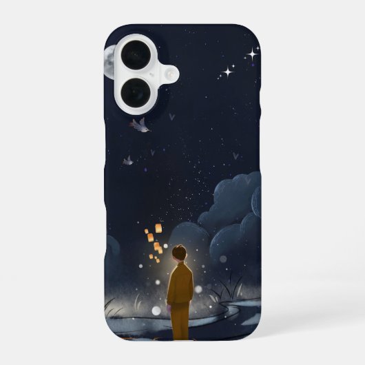 ムーンリットドリーム - iPhone 16 カバー | 夜空のイラスト (裏面)