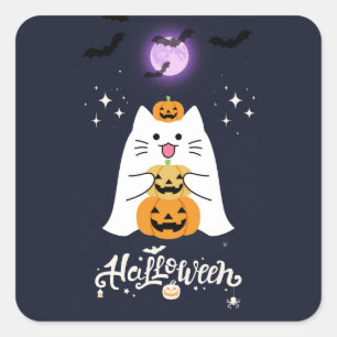 ムーンリットハロウィンキャット - スプーキーで甘い夜 スクエアシール