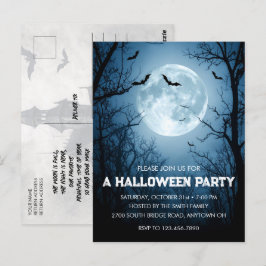 ムーンリットバットのハロウィンパーティー招待状ポストカード ポストカード