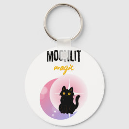 ムーンリットマジック 黒猫 Tシャツ | かわいい 天体 キーホルダー