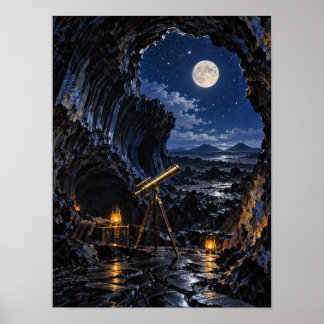 ムーンリット溶岩管天文台 12x16 ポスター