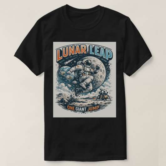 ムーンリープ: 重力を超える宇宙飛行士 Tシャツ (デザイン正面)