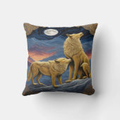 ムーンリ威厳のあるットの空の下で狼がハウリング クッション (裏面)