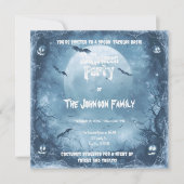 ムーンリ幽霊のよく出るットハローウィンパーティ – カボチャ&こうもり 招待状 (正面)