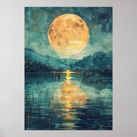 ムーンレイクウォーター色イラストレーション ポスター (正面)