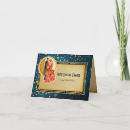 ムーンレイトロマンスウェディングサンクスノート - 赤毛 サンキューカード