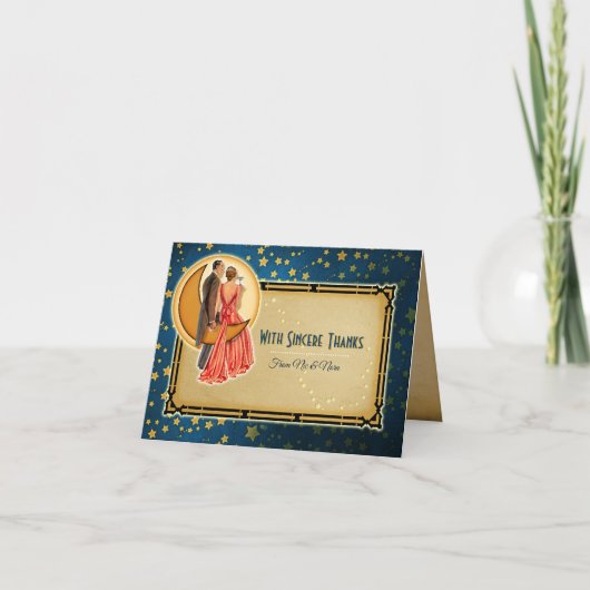 ムーンレイト・ロマンス・ウェディング　サンキュー・ノート - ブルネット サンキューカード (正面)