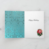 ムーンレディ、花とバラ、ピンクブルーダマスク カード (内部)