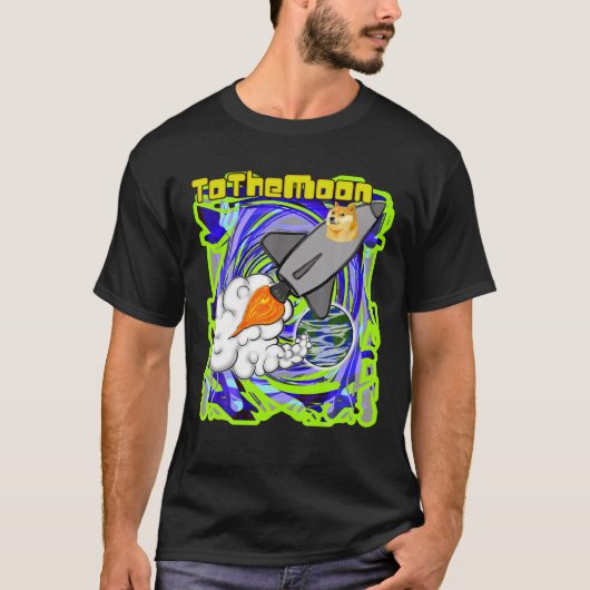 ムーンロケットにコインを投げ込む Tシャツ (正面)