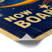 ムーンロケットライドヴィンテージポスター – retro sci-fi ポスター (角)