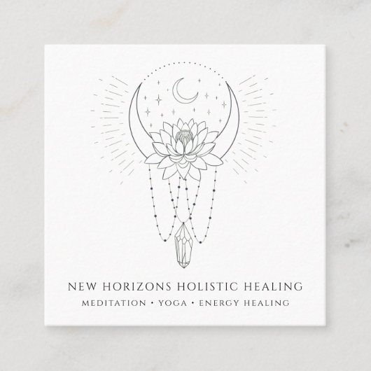 ムーンロータスフラワークリスタルエネルギー癒し事業 スクエア名刺 (正面)