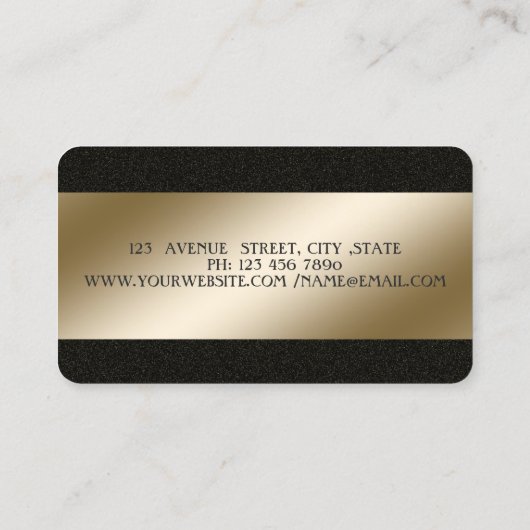 ムーンロータス金ゴールドブラックヨガスタジオビジネスカード 名刺 (裏面)