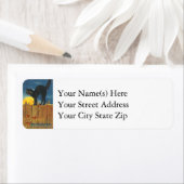 ムーンヴィンテージハロウィン付き黒猫 ラベル (インサイチュ)