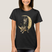 ムーン上のダンディーな紳士猫 ビンテージ Tシャツ (正面)
