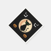 ムーン不気味ハロウィーンの黒猫の緑の目 スタンダードカクテルナプキン (角)