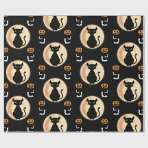 ムーン不気味ハロウィーンの黒猫の緑の目