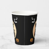 ムーン不気味ハロウィーンの黒猫の緑の目 紙コップ (右)