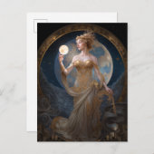 ムーン女神クイーンファンタジーアートポストカード ポストカード (正面/裏面)