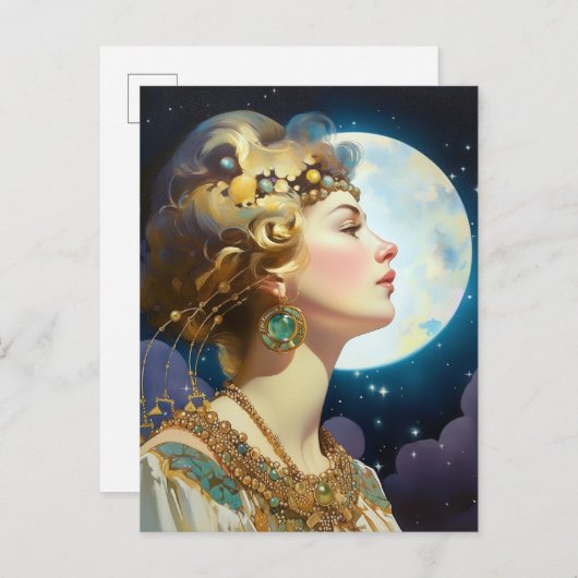 ムーン女神クイーンファンタジーアートポストカード ポストカード (正面/裏面)