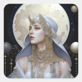 ムーン女神クイーンファンタジーアート スクエアシール (正面)