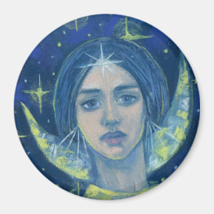 ムーン女神パステル絵画のファンタジーアート マグネット