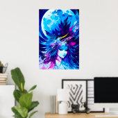 ムーン女神日本のファンタジー ポスター (ホームオフィス)