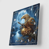 ムーン威厳のあるライト川に囲まれたワシ スクエア壁時計 (傾斜)