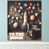 ムーン宇宙キッズルームデコルへ キャンバスプリント (インサイチュ (ウッドフロア))