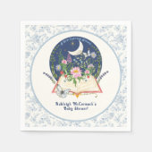 ムーン新しいチャプターがブックバタフライブルーフローラ スタンダードカクテルナプキン (正面)